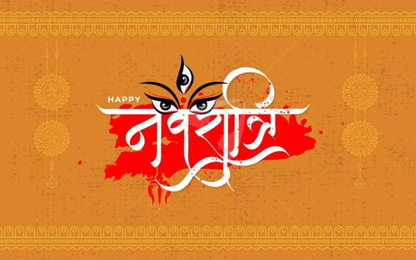 Happy Navratri Hindi Background Design Template