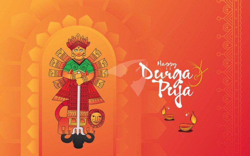 Indian Festival Durga Puja Background Template