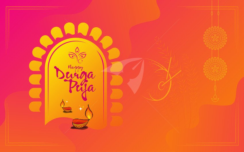 Happy Durga Puja Background Template Design