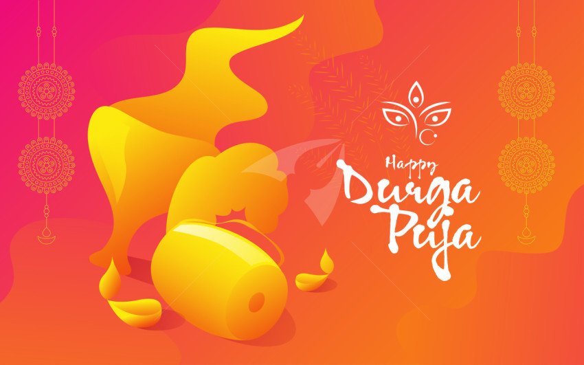 Indian Festival Happy Durga Puja Post Banner Background Template