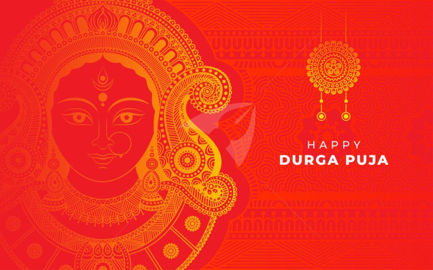 Happy Durga Puja Background Design Illustration