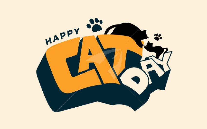 Happy Cat Day Typographic Post Design Template