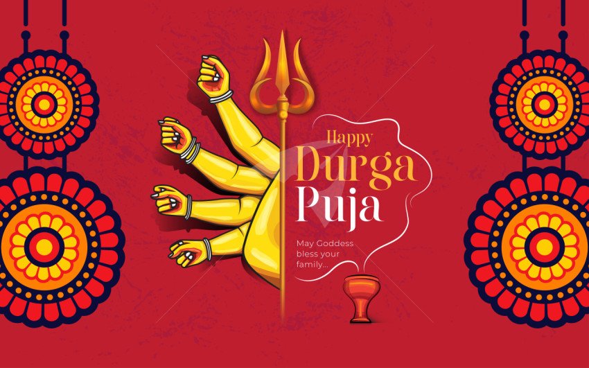 Happy Durga Puja Wishes Background Template