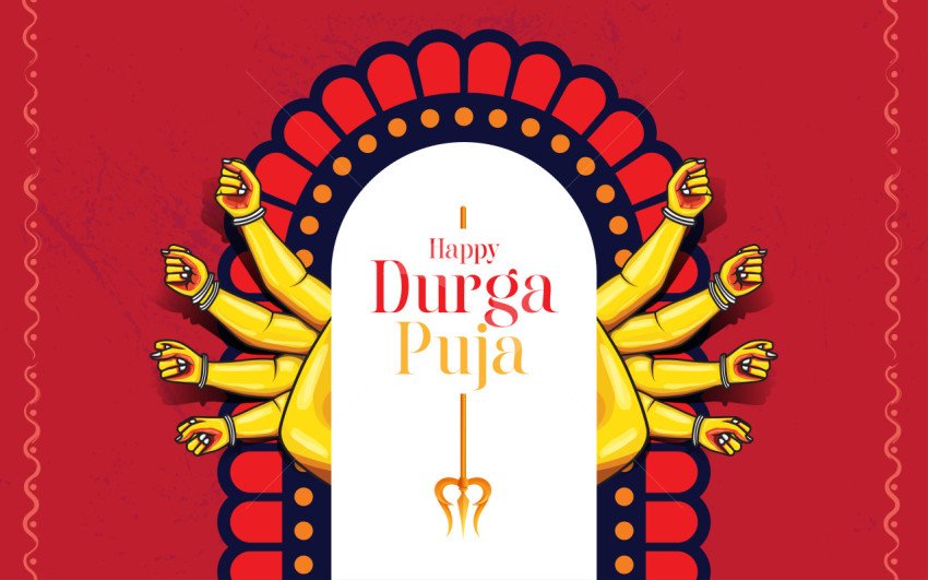 Happy Durga Puja Background Design Template