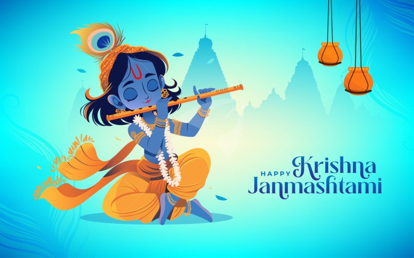 Happy Janmashtami Background Template