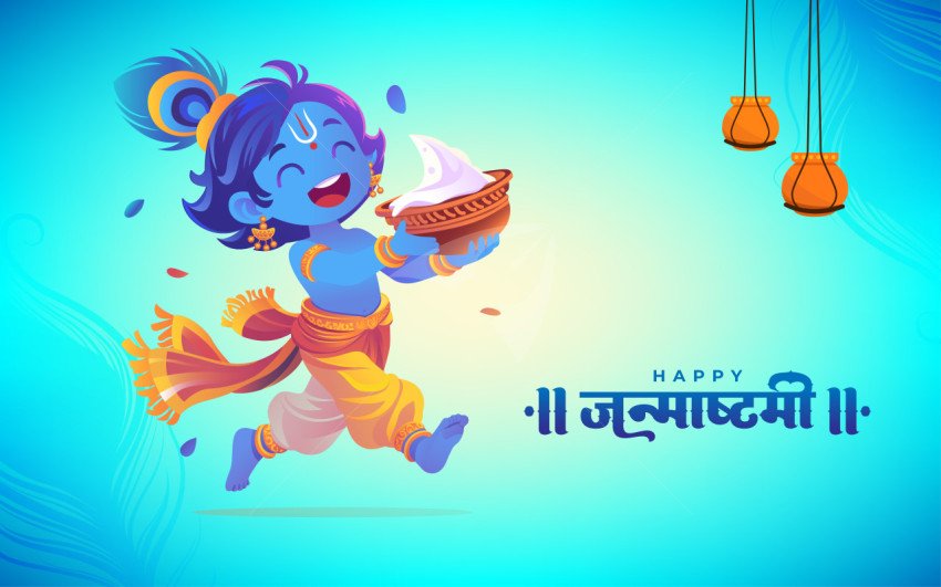 Happy Janmashtami Hindi Background Template