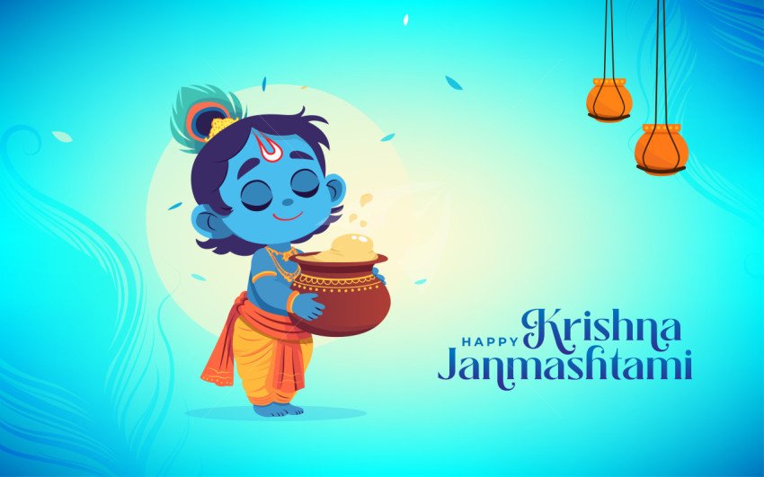 Happy Janmashtami Greeting Background Template