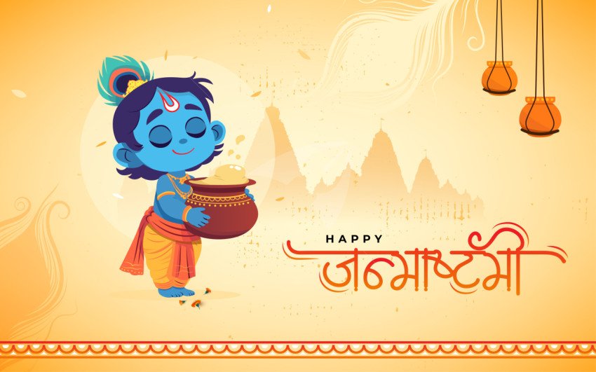 Happy Janmashtami Greeting Background