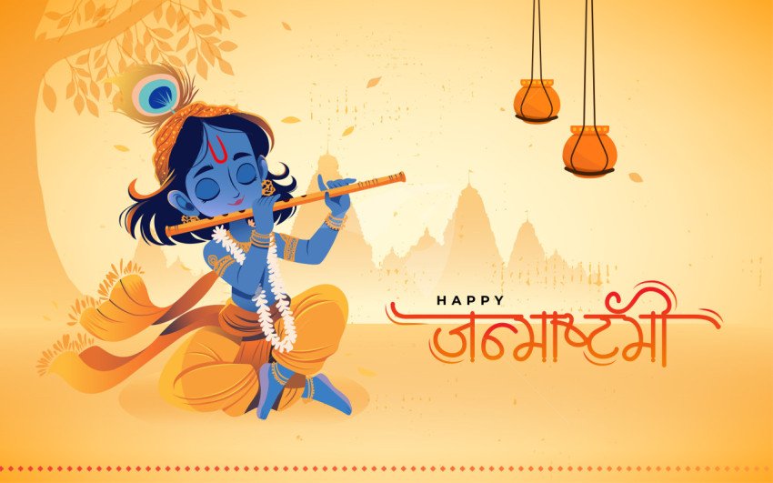 Happy Janmashtami Hindi Background Template