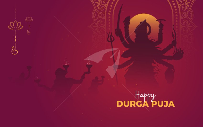 Happy Durga Puja Background Design Template