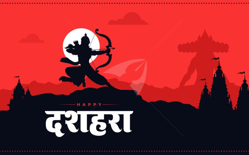 Happy Desshera Festival Hindi Background Design Template