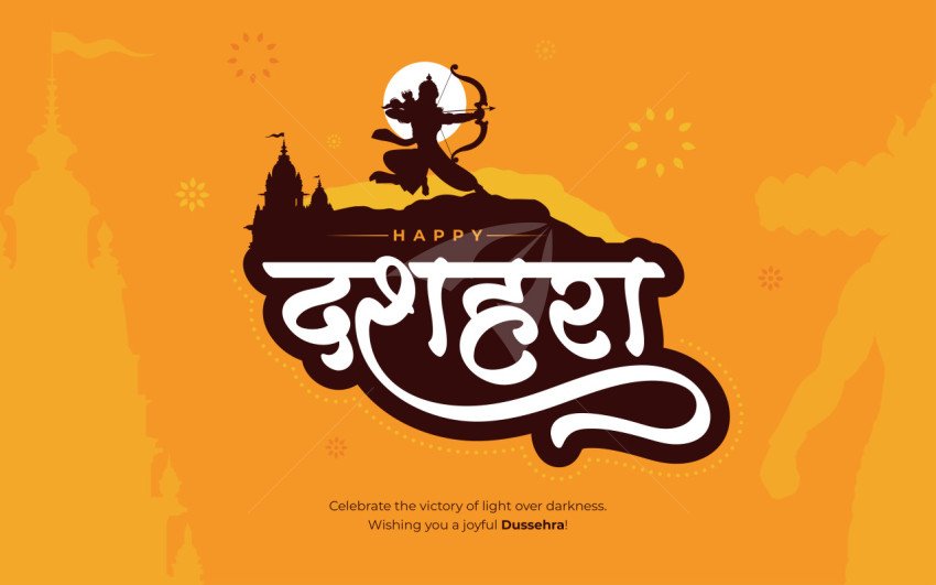 Happy Desshera Festival Hindi Background Design Template