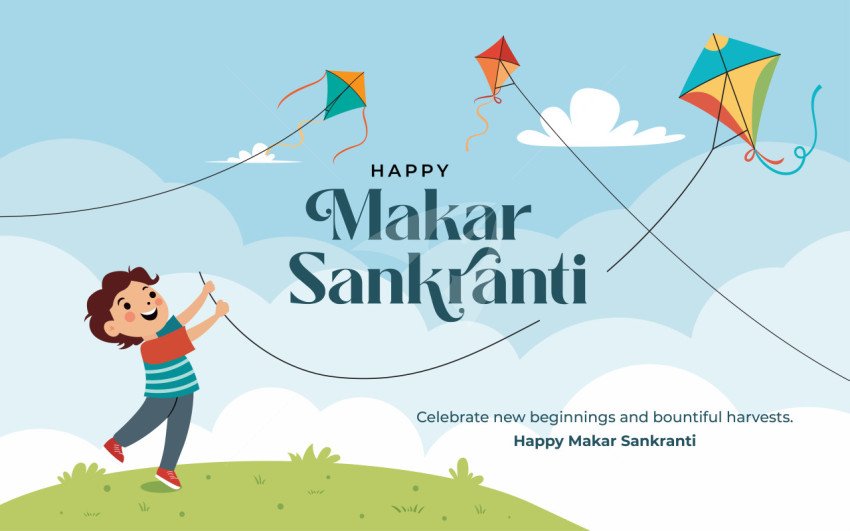 Happy Makar Sankranti Background Design Template Illustration