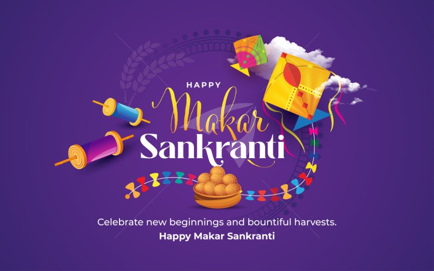 Happy Makar Sankranti Background Design Template Vector