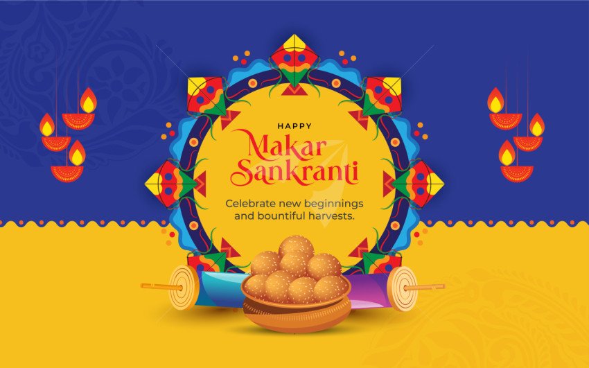 Happy Makar Sankranti Background Design Template Vector