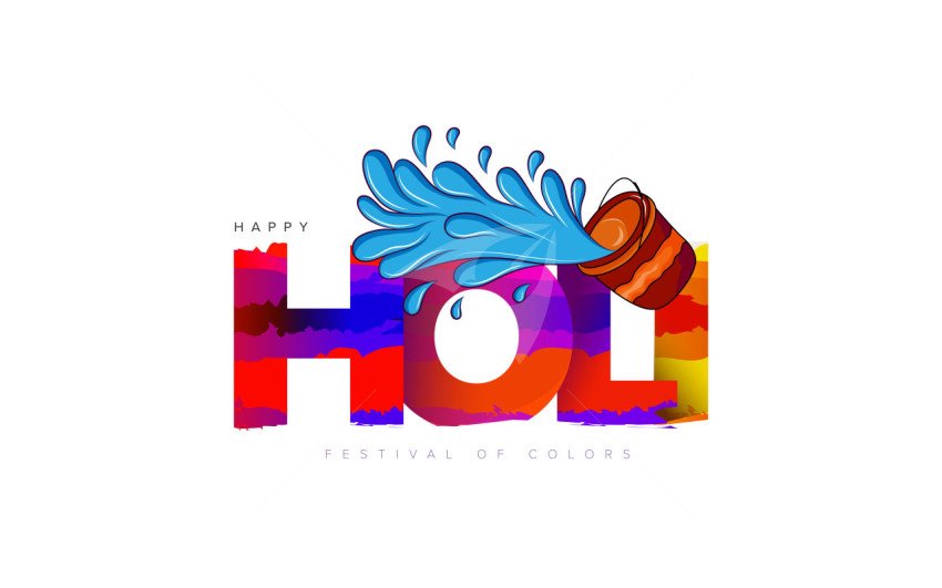 Happy Holi Typographic Background Design Template