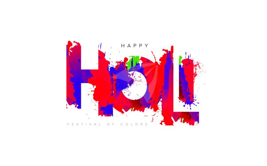 Happy Holi Text Typographic Background Design Template