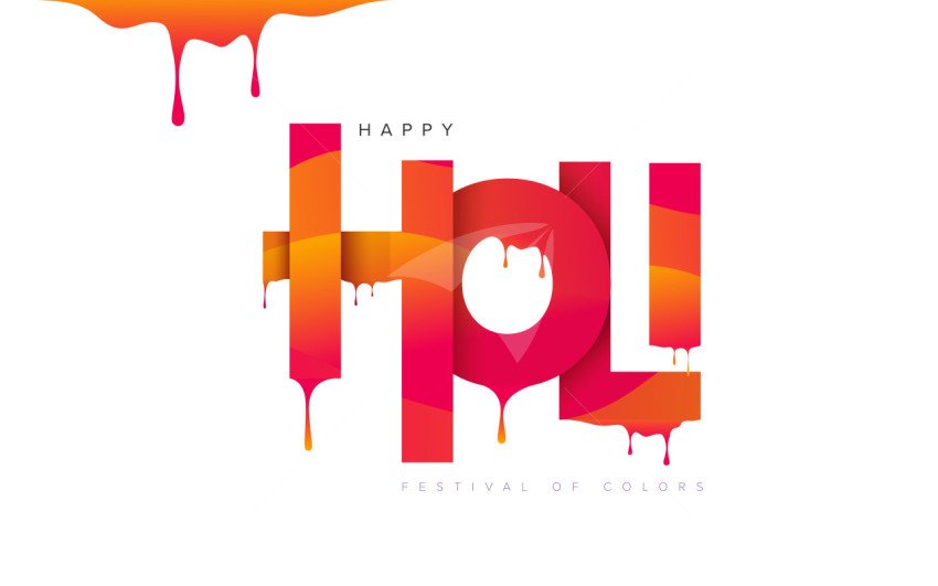 Happy Holi Text Typography Design