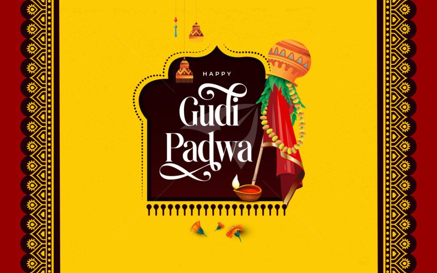 Happy Gudi Padwa Festival Background Design Template