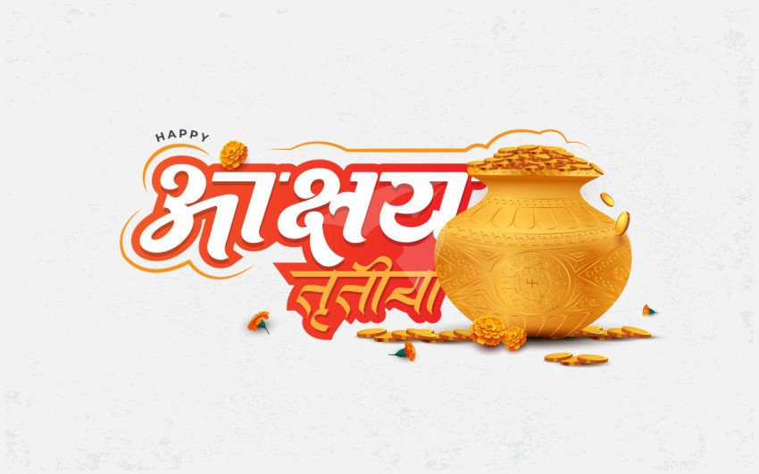 Akshaya Tritiya Festival Background with Gold Coin Kalash Illustration