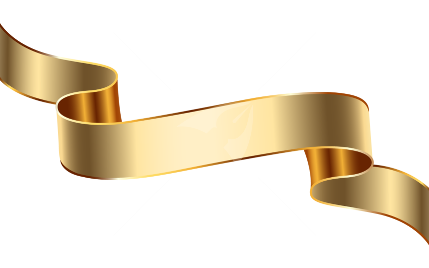 Elegant Golden Ribbon Banner Isolated on Transparent Background