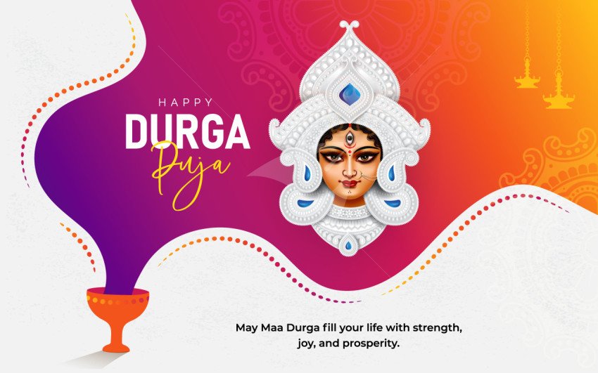Happy Durga Puja Background Design Template