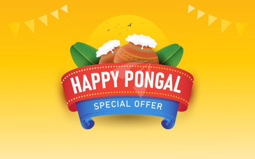 Happy Pongal Festival Sale Banner Design Template Illustration