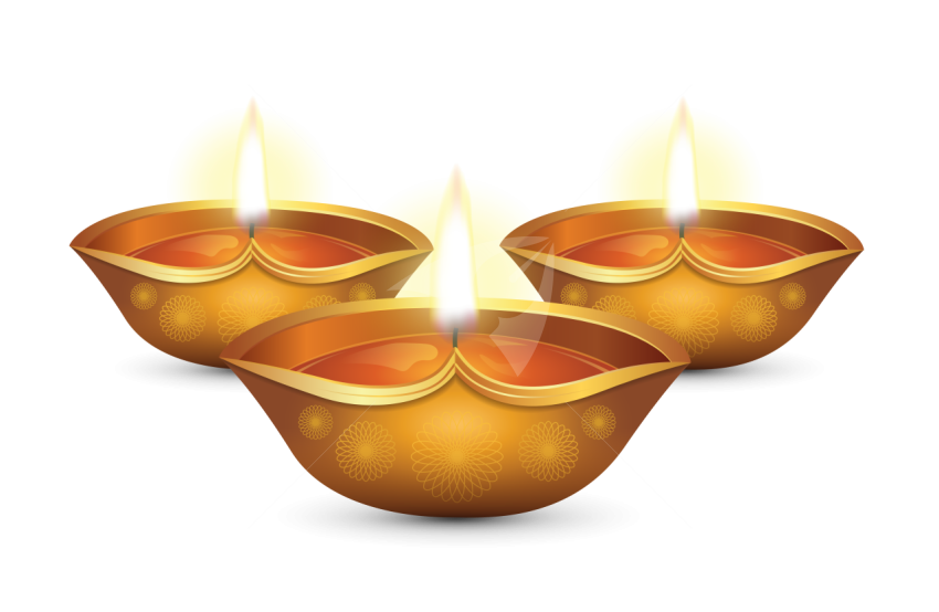 Diwali Golden Lamps Illustration