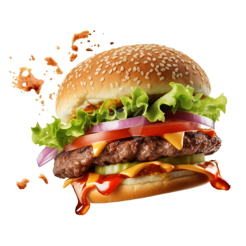 Flying burger png image