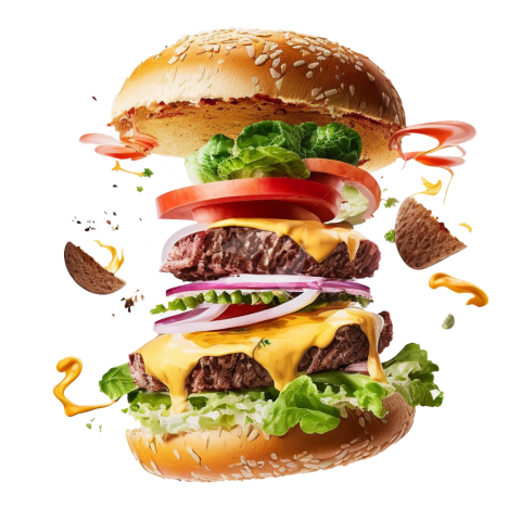 Transparent Flying Ham Burger Png