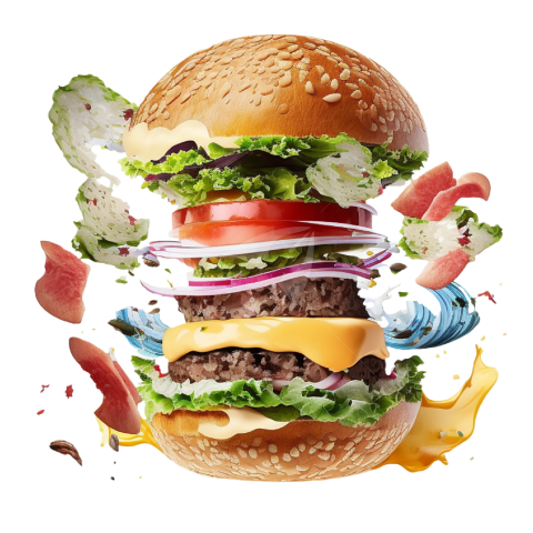 Flying burger png image