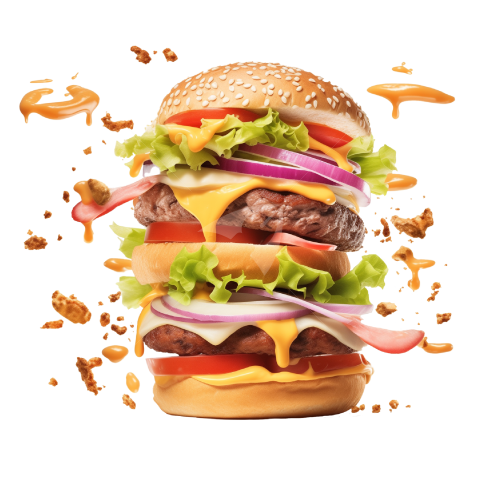 Big Size Flying Burger Png Image