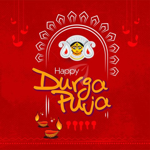 Happy Durga Puja Greeting Template