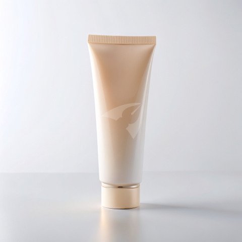 Cosmetic cream tube front on a white background