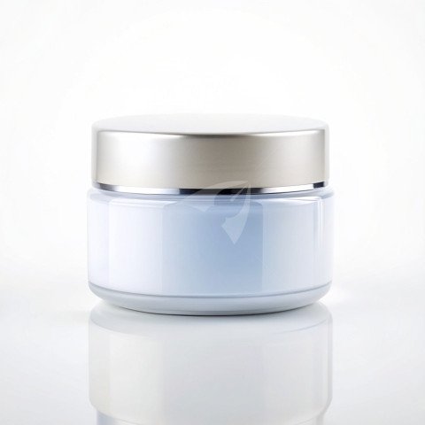 White cosmetic cream jar on a white background