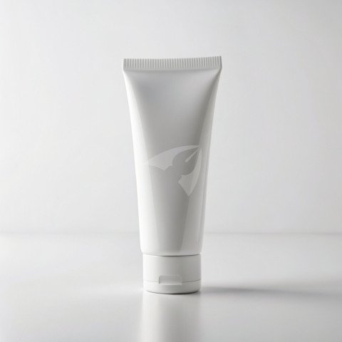 White Cosmetic cream tube front on a white background