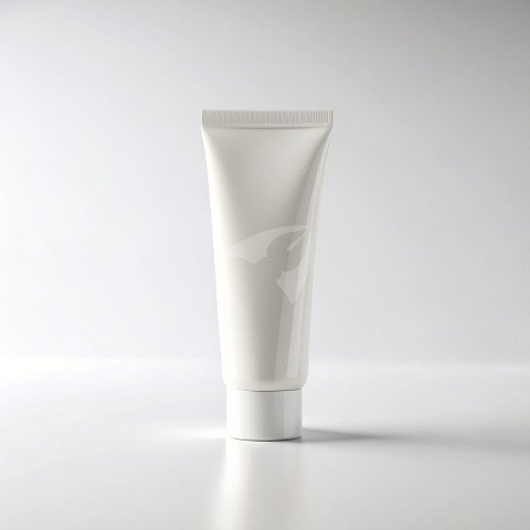 White Cosmetic cream tube front on a white background