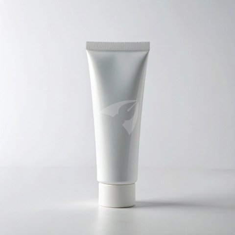 White Cosmetic cream tube front on a white background