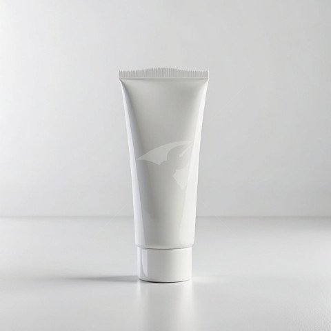 White cosmetic cream tube  front on a white back