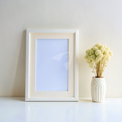 White photo frame on a white background