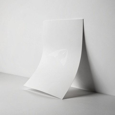 A4 poster floating mockup on a white background