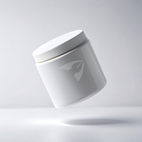 White jar mockup floating on a white background