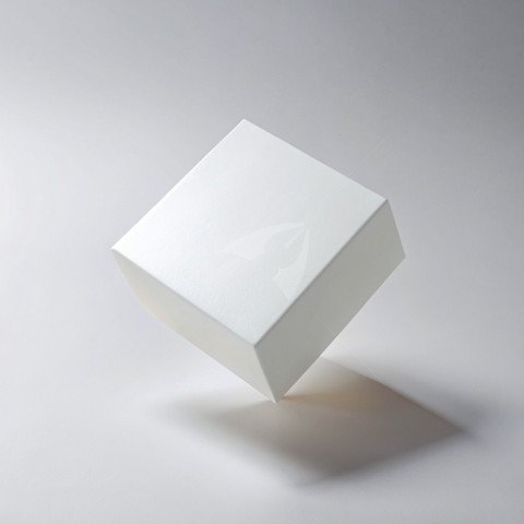 White square box floating on white background