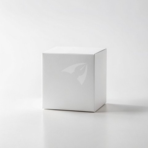 White square box mockup on white background