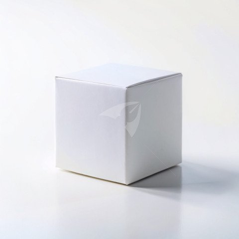 White square box mockup on white background