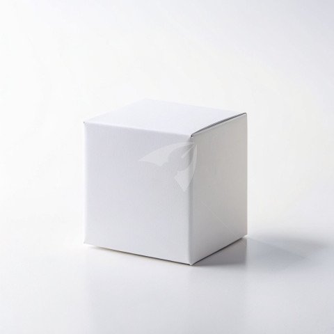 White square box mockup on white background