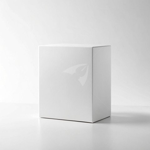 White square box mockup on white background