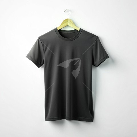 Plain Black man t shirt mockup front on white background