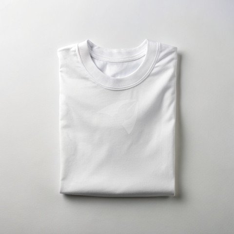 Plain white t-shirt mockup folding on white background