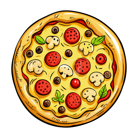 Flat Pizza Vector Illustration